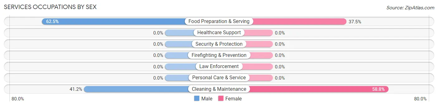 Services Occupations by Sex in Zip Code 30072