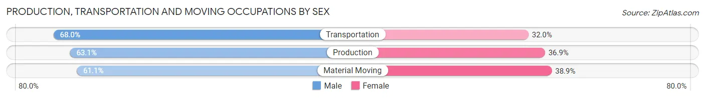 Production, Transportation and Moving Occupations by Sex in Zip Code 30082