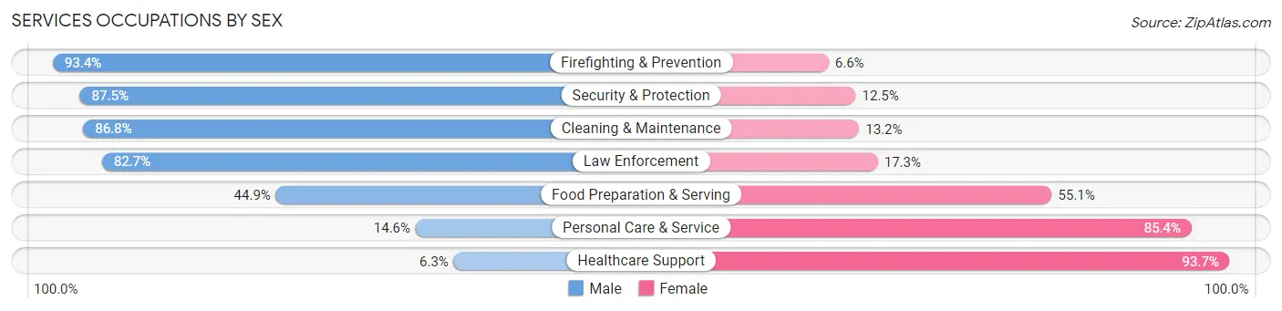 Services Occupations by Sex in Zip Code 30228