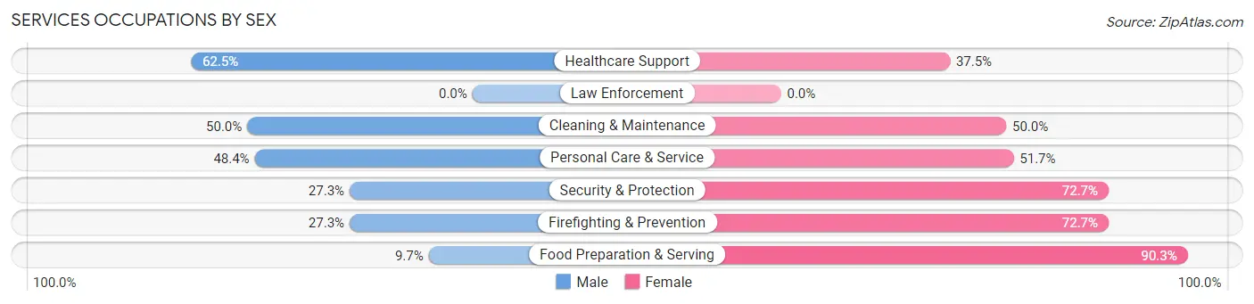 Services Occupations by Sex in Zip Code 30322