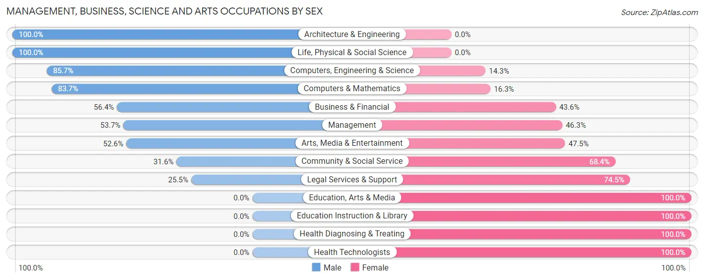 Management, Business, Science and Arts Occupations by Sex in Zip Code 30346