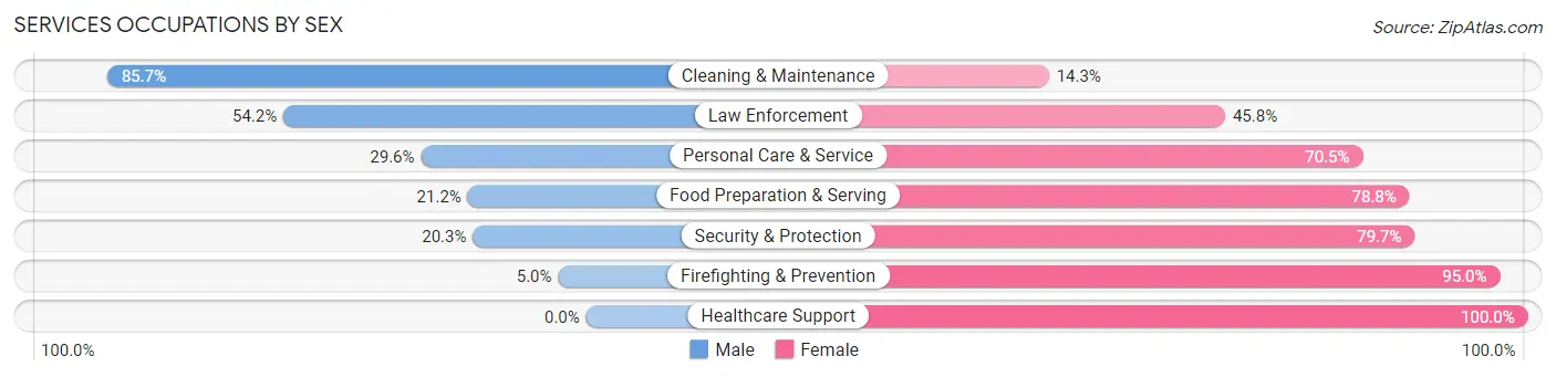Services Occupations by Sex in Zip Code 30401