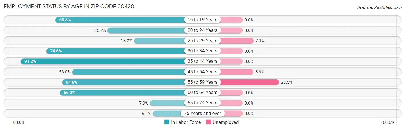 Employment Status by Age in Zip Code 30428