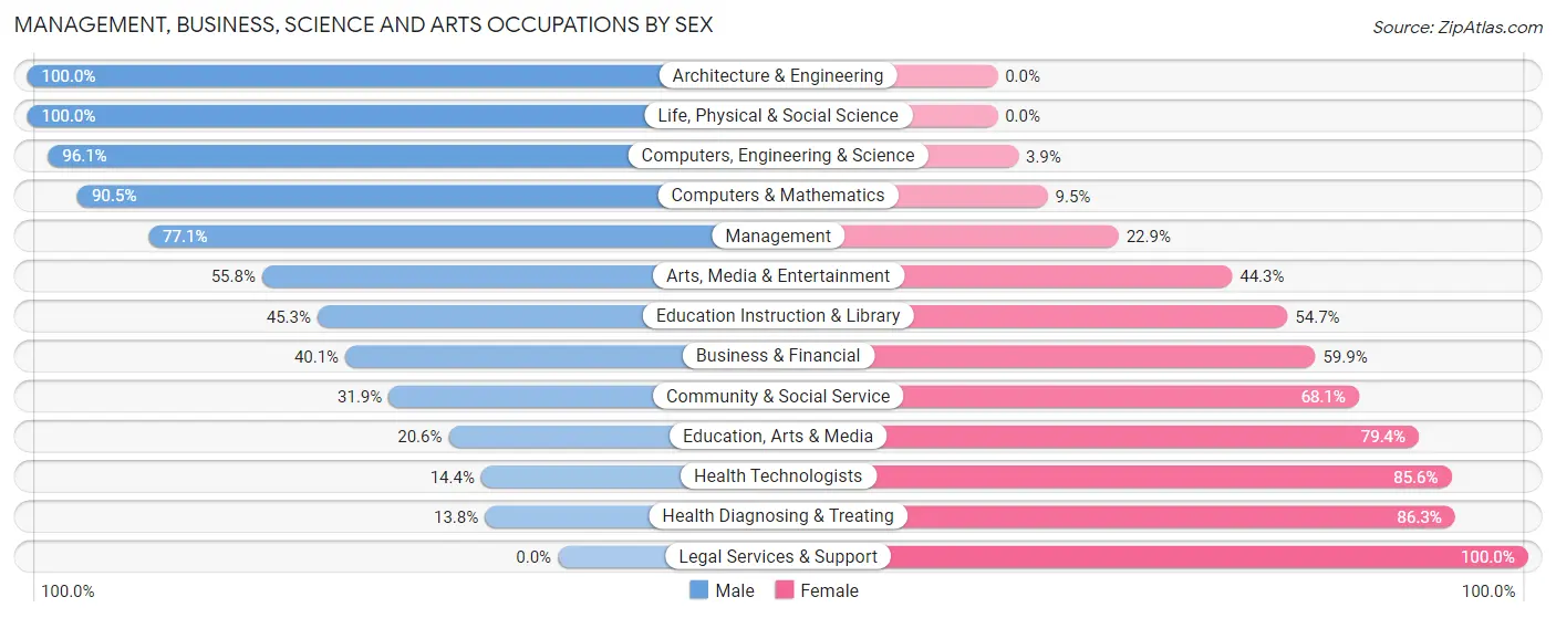 Management, Business, Science and Arts Occupations by Sex in Zip Code 30507