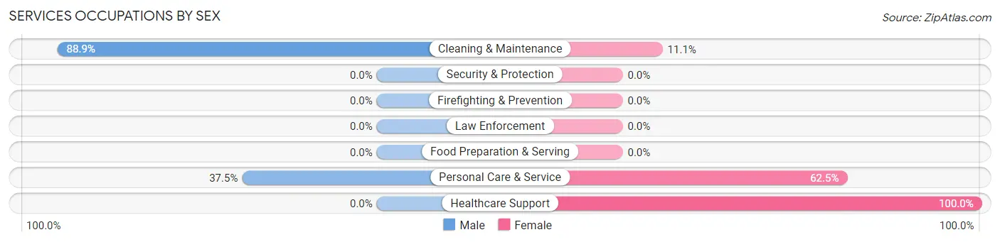 Services Occupations by Sex in Zip Code 30562