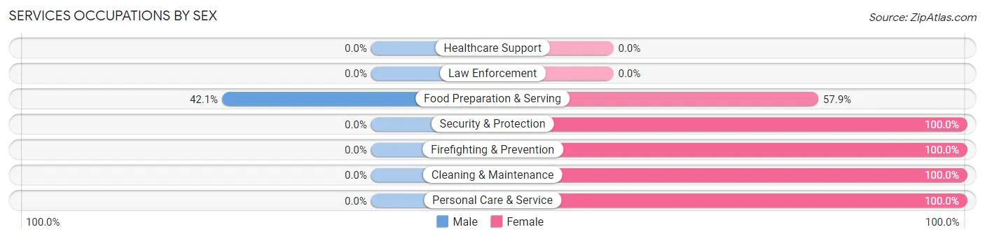 Services Occupations by Sex in Zip Code 30602