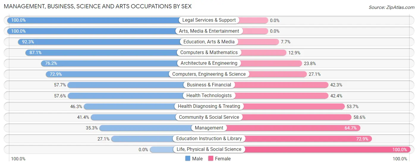 Management, Business, Science and Arts Occupations by Sex in Zip Code 30707