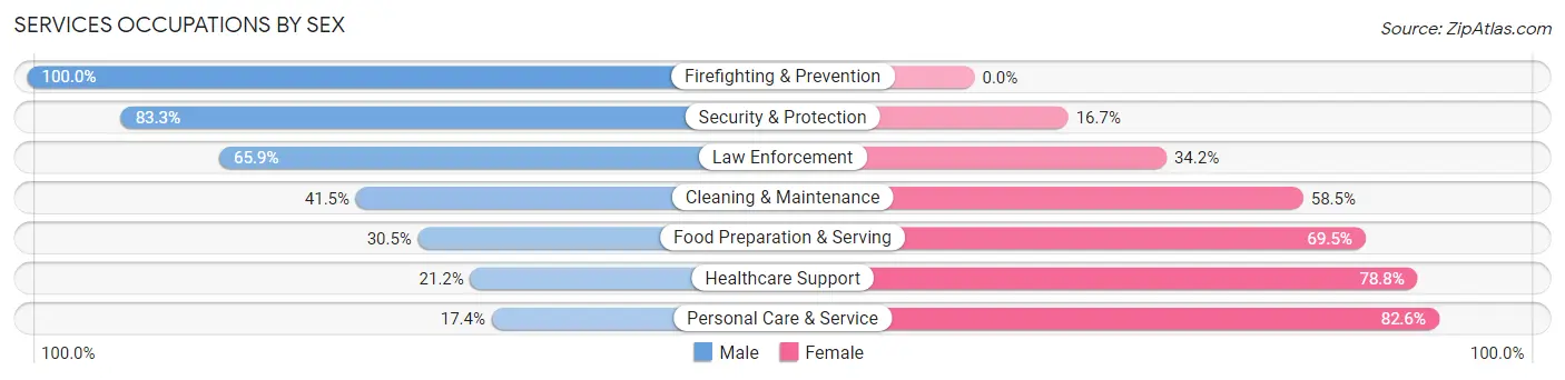 Services Occupations by Sex in Zip Code 30707