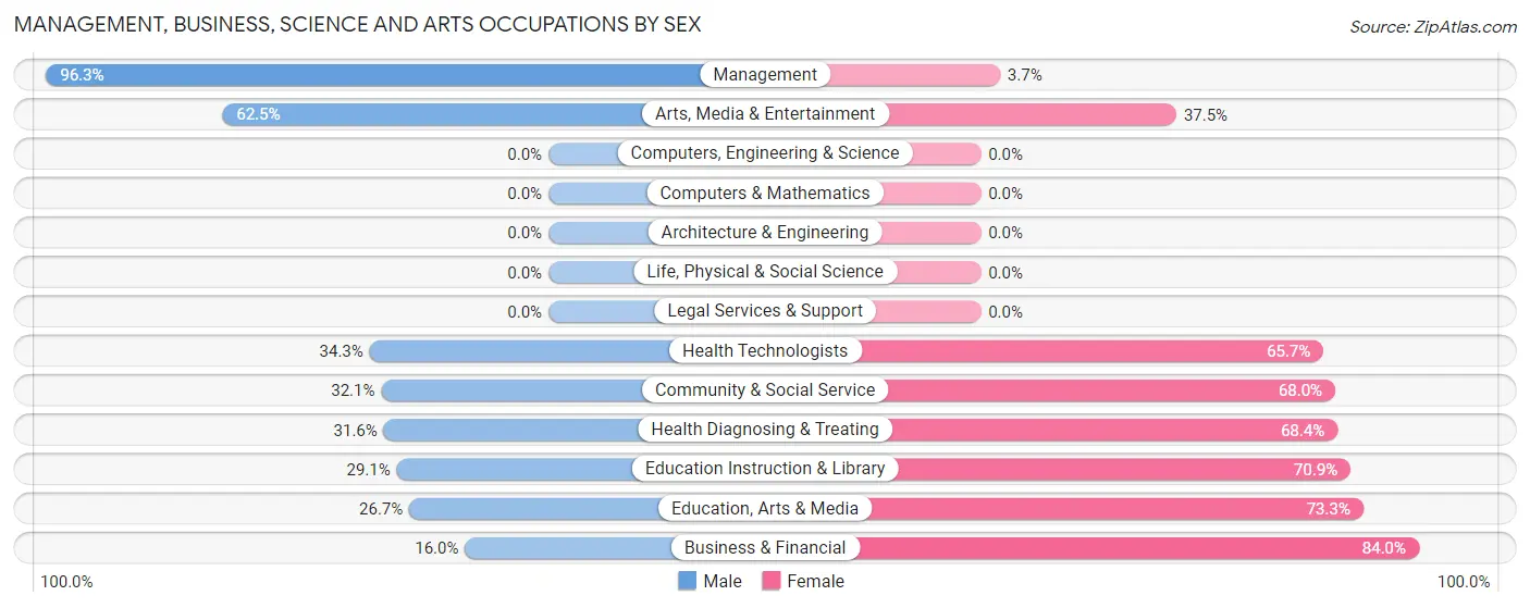 Management, Business, Science and Arts Occupations by Sex in Zip Code 31001
