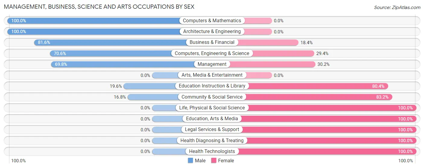 Management, Business, Science and Arts Occupations by Sex in Zip Code 31002