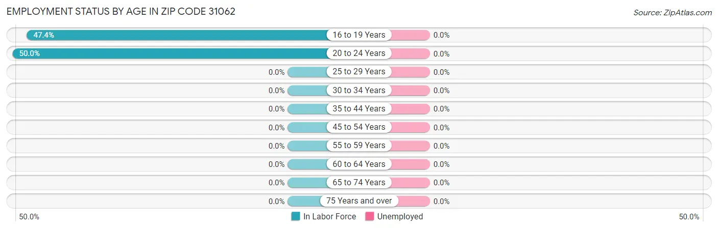 Employment Status by Age in Zip Code 31062