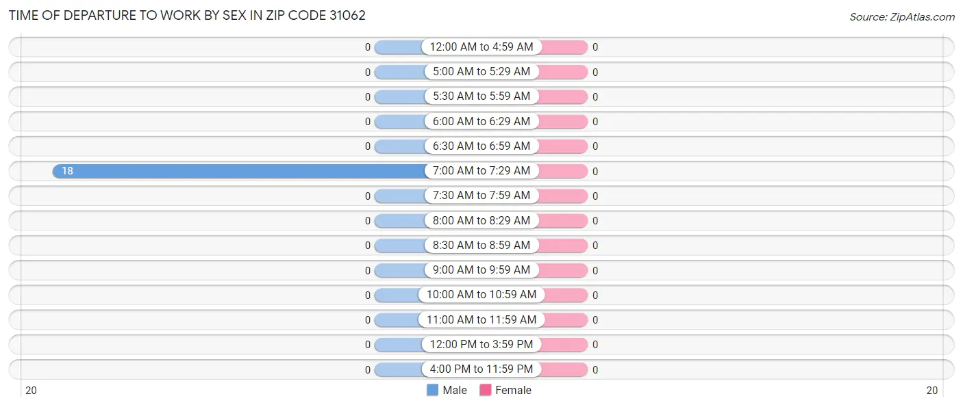 Time of Departure to Work by Sex in Zip Code 31062