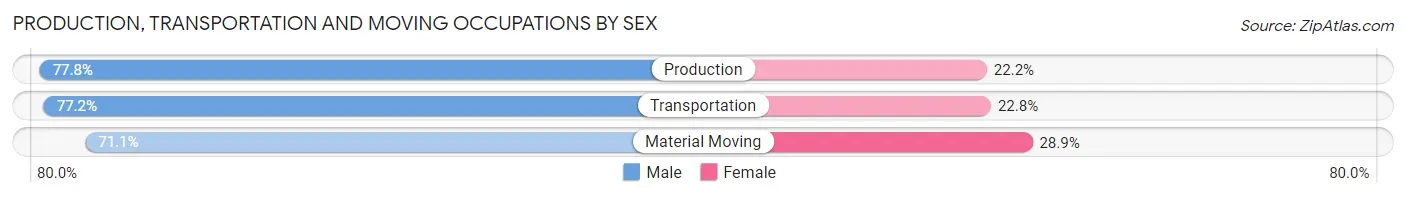 Production, Transportation and Moving Occupations by Sex in Zip Code 31082