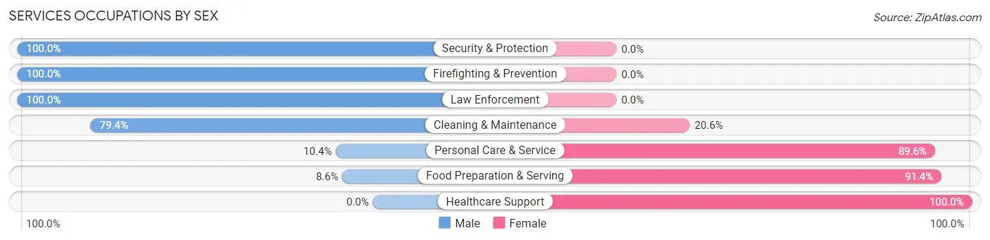 Services Occupations by Sex in Zip Code 31626