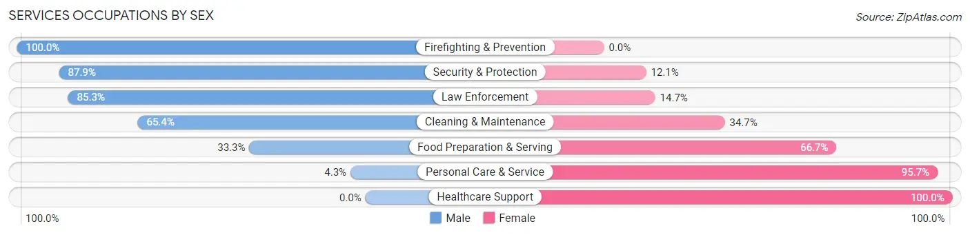 Services Occupations by Sex in Zip Code 31636