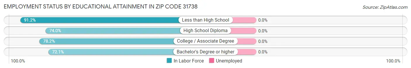 Employment Status by Educational Attainment in Zip Code 31738