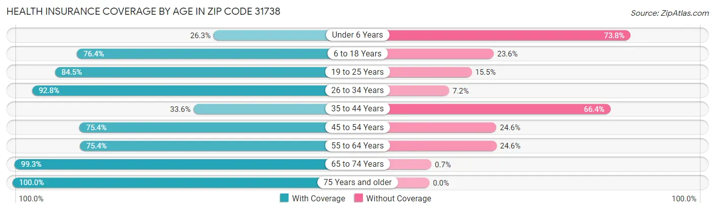 Health Insurance Coverage by Age in Zip Code 31738