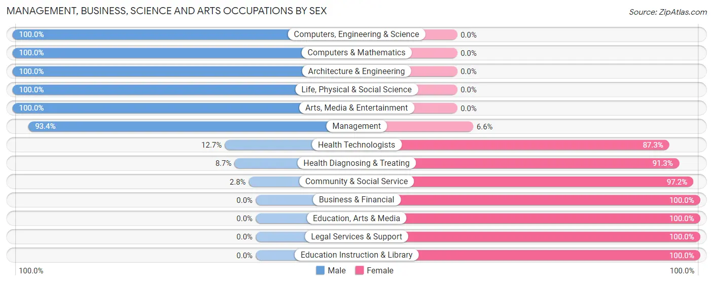 Management, Business, Science and Arts Occupations by Sex in Zip Code 31738