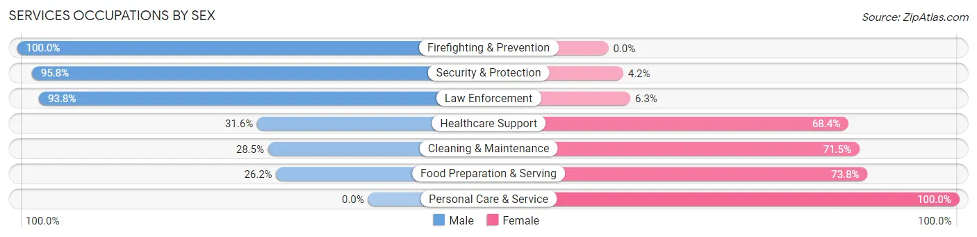 Services Occupations by Sex in Zip Code 31771