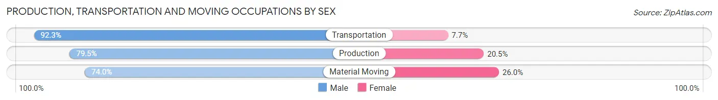 Production, Transportation and Moving Occupations by Sex in Zip Code 31795