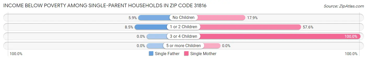 Income Below Poverty Among Single-Parent Households in Zip Code 31816