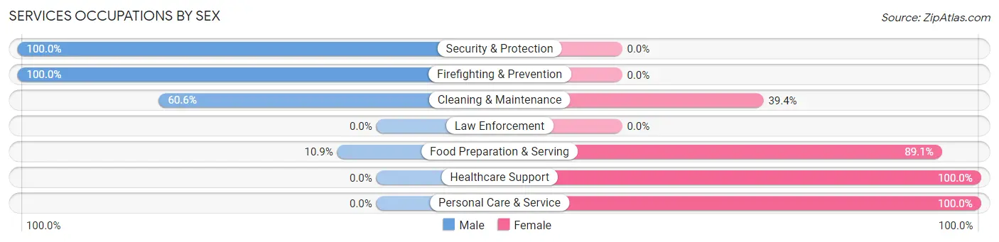 Services Occupations by Sex in Zip Code 31826