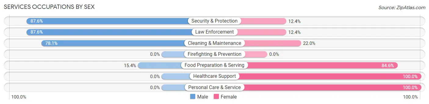 Services Occupations by Sex in Zip Code 32083