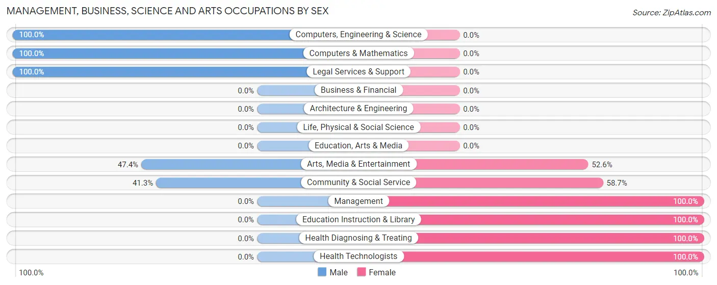 Management, Business, Science and Arts Occupations by Sex in Zip Code 32133