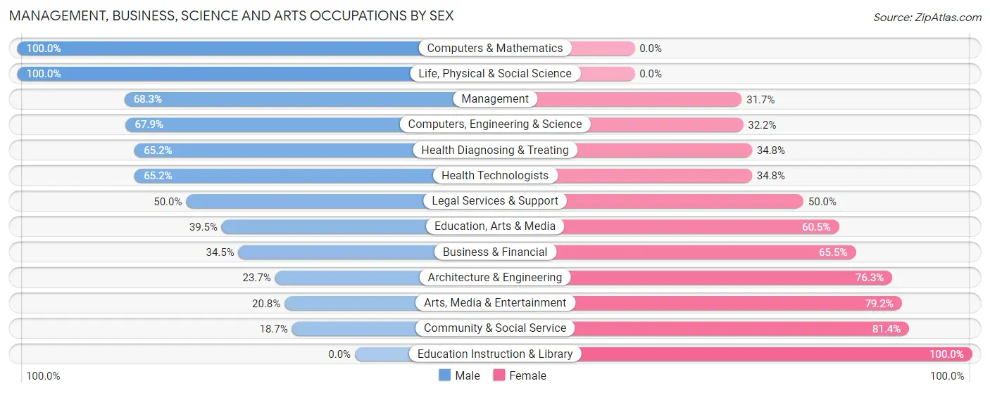 Management, Business, Science and Arts Occupations by Sex in Zip Code 32162