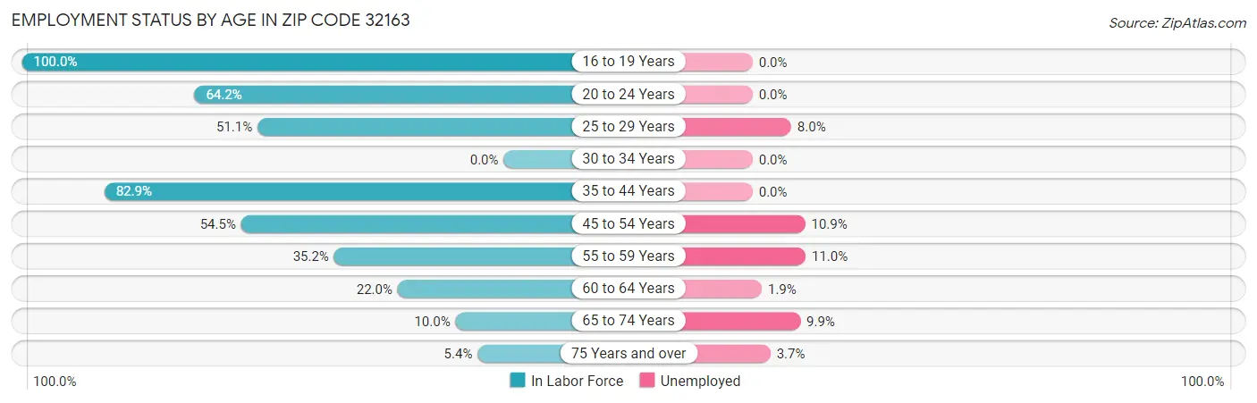 Employment Status by Age in Zip Code 32163