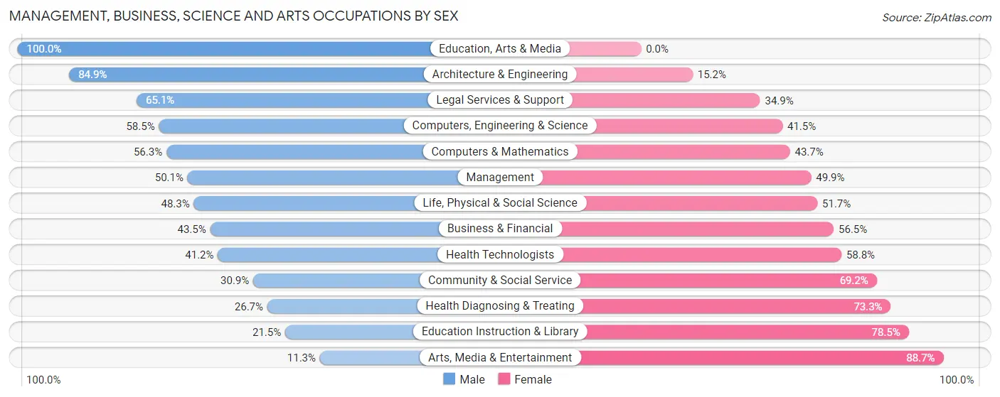 Management, Business, Science and Arts Occupations by Sex in Zip Code 32163