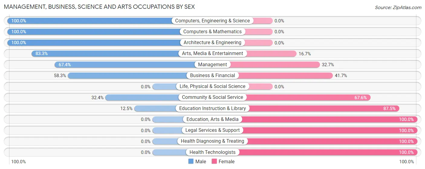 Management, Business, Science and Arts Occupations by Sex in Zip Code 32180