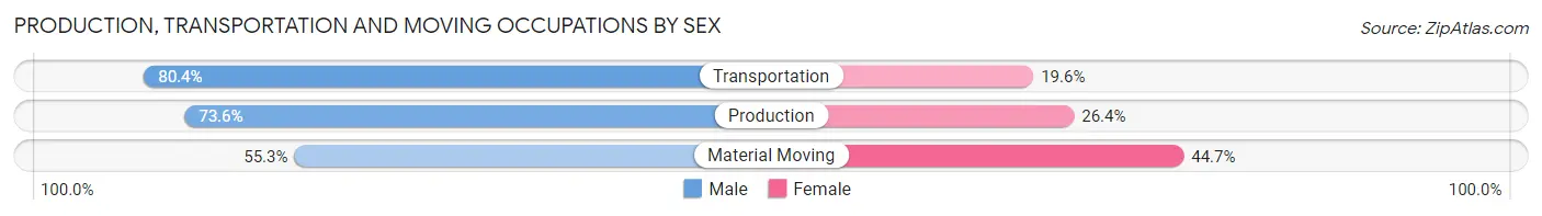 Production, Transportation and Moving Occupations by Sex in Zip Code 32250