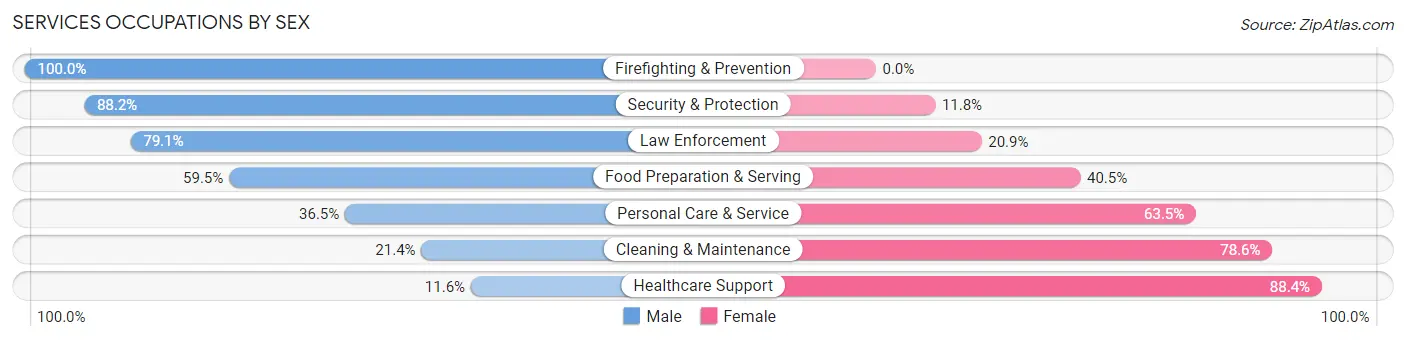 Services Occupations by Sex in Zip Code 32258