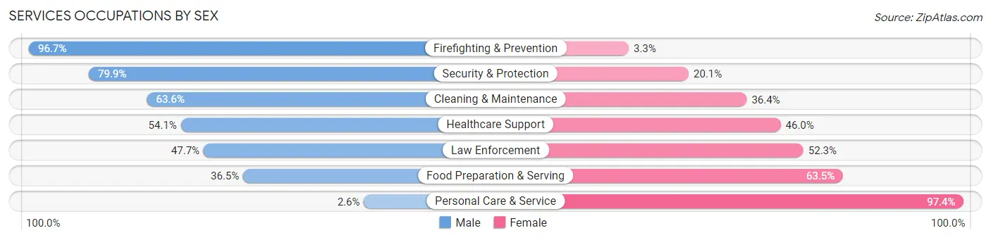 Services Occupations by Sex in Zip Code 32408