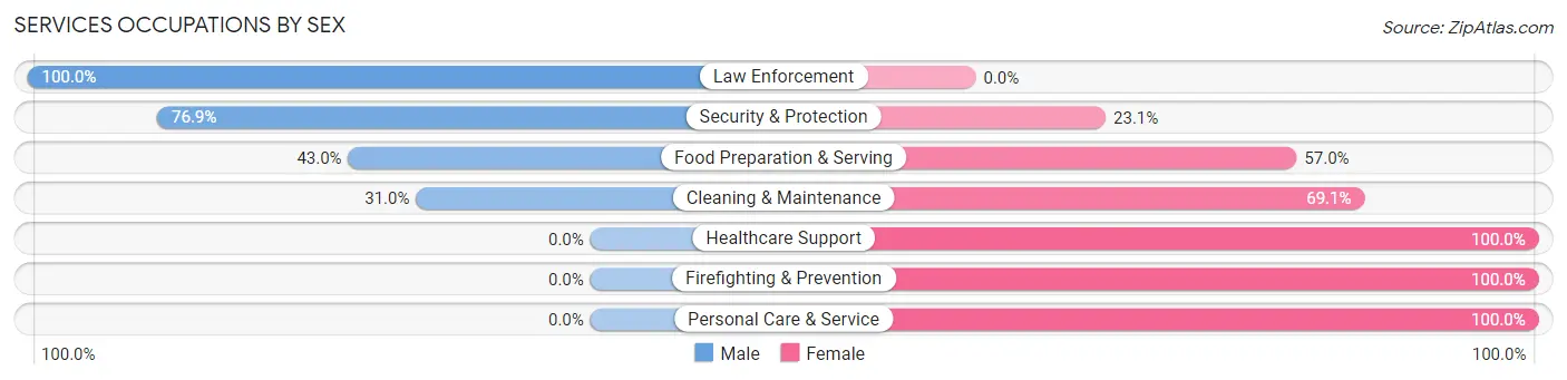 Services Occupations by Sex in Zip Code 32420