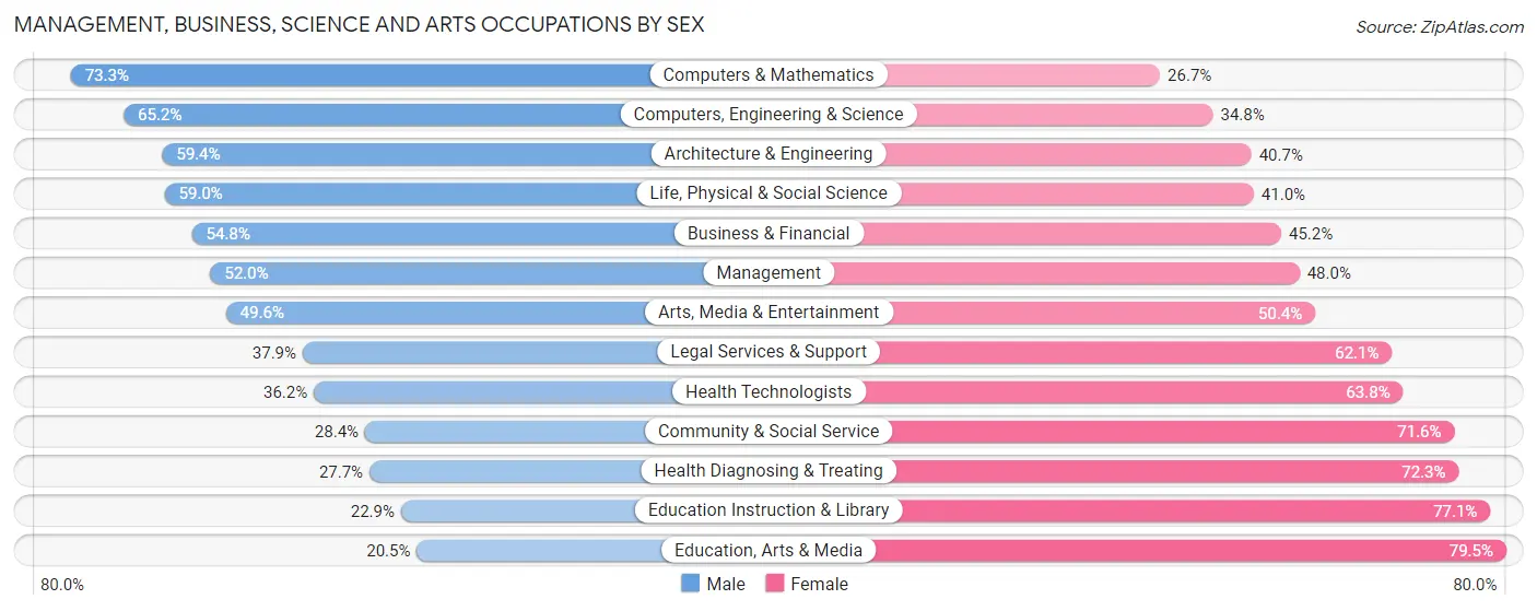 Management, Business, Science and Arts Occupations by Sex in Zip Code 32503