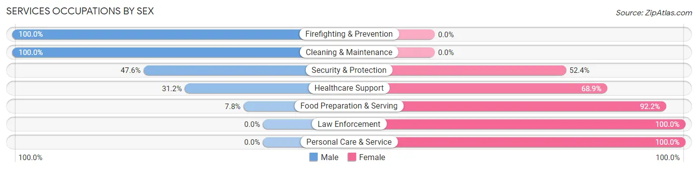 Services Occupations by Sex in Zip Code 32735