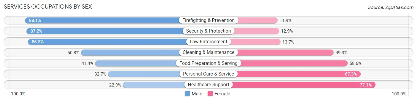 Services Occupations by Sex in Zip Code 33018