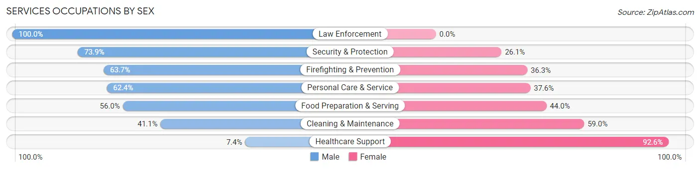 Services Occupations by Sex in Zip Code 33020