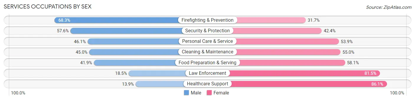 Services Occupations by Sex in Zip Code 33055
