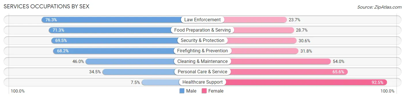 Services Occupations by Sex in Zip Code 33068