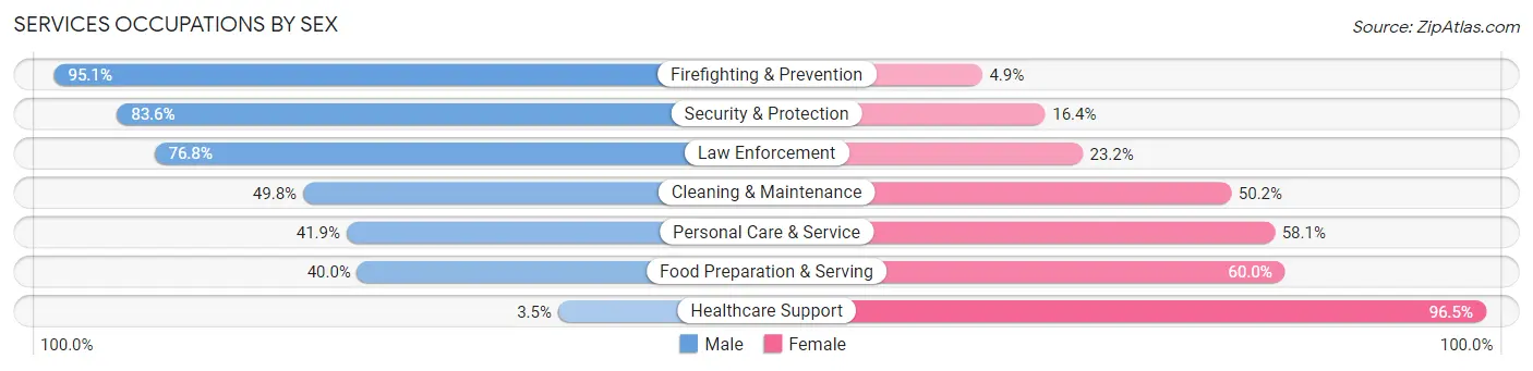 Services Occupations by Sex in Zip Code 33071