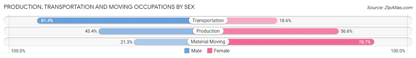 Production, Transportation and Moving Occupations by Sex in Zip Code 33132
