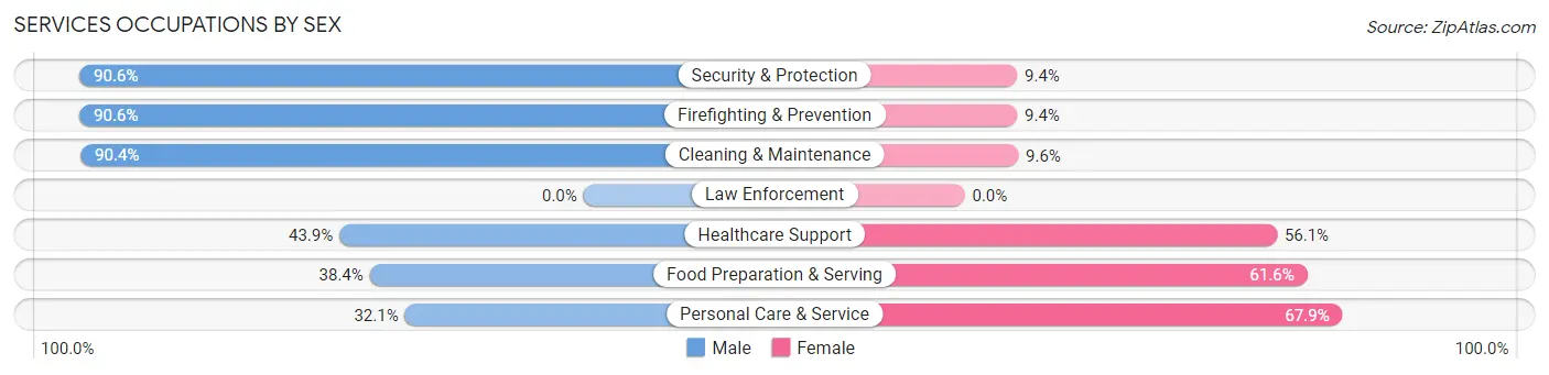 Services Occupations by Sex in Zip Code 33132