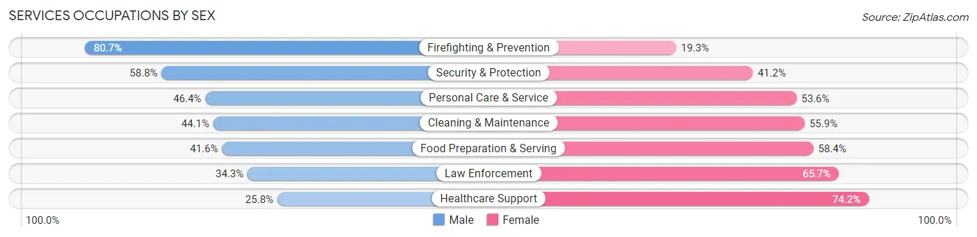 Services Occupations by Sex in Zip Code 33137