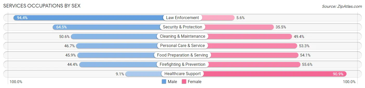 Services Occupations by Sex in Zip Code 33155