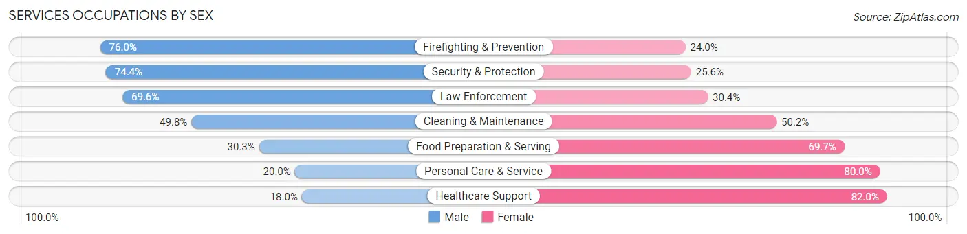 Services Occupations by Sex in Zip Code 33175