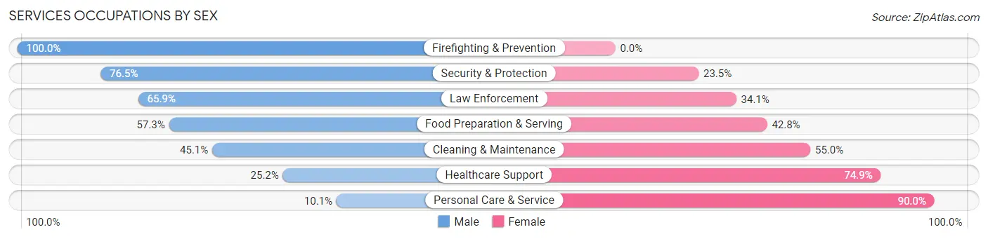 Services Occupations by Sex in Zip Code 33351