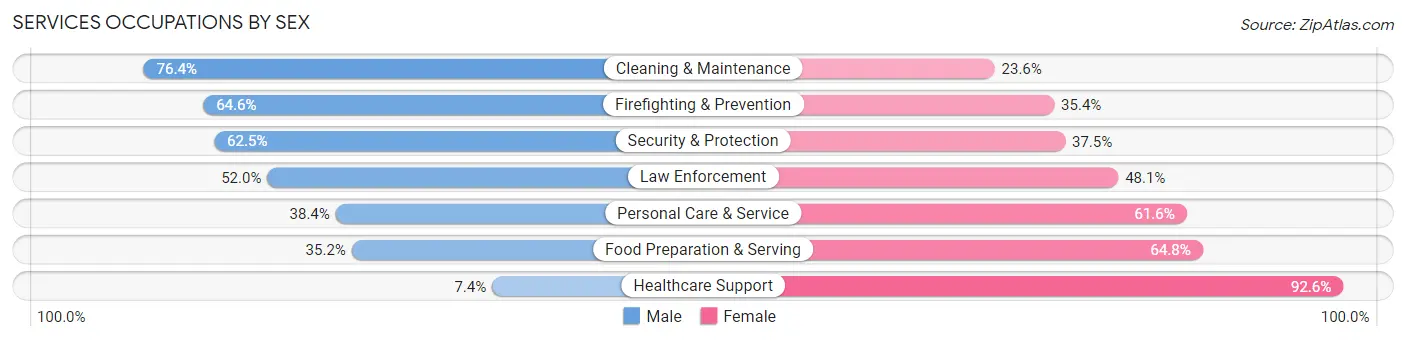 Services Occupations by Sex in Zip Code 33407
